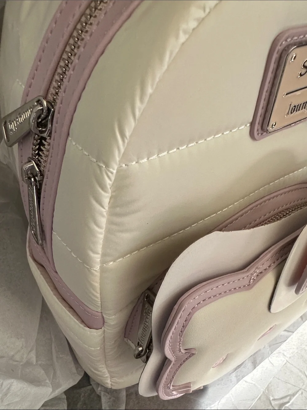 Loungefly Hello Kitty White & Lilac puffy quilted  Backpack NWT